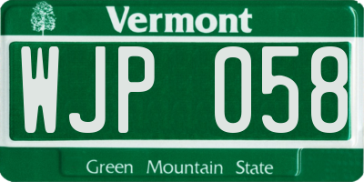 VT license plate WJP058