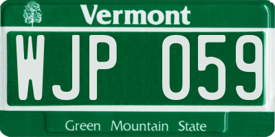 VT license plate WJP059