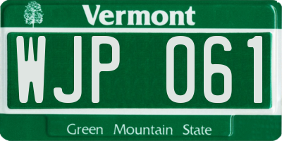 VT license plate WJP061