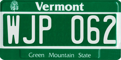 VT license plate WJP062