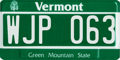 VT license plate WJP063