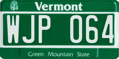 VT license plate WJP064