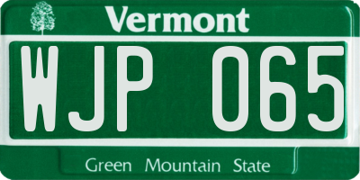 VT license plate WJP065