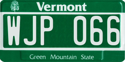 VT license plate WJP066