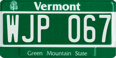VT license plate WJP067