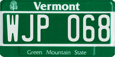 VT license plate WJP068