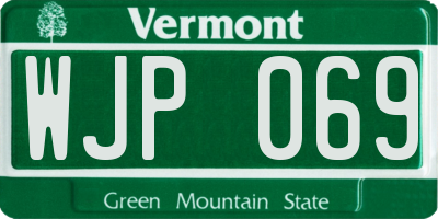VT license plate WJP069