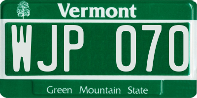 VT license plate WJP070