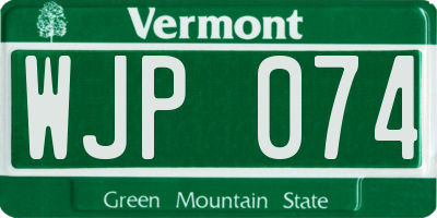 VT license plate WJP074
