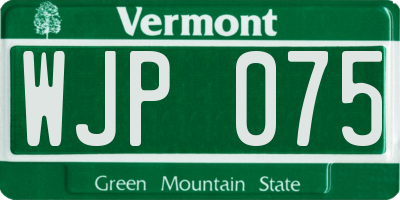 VT license plate WJP075