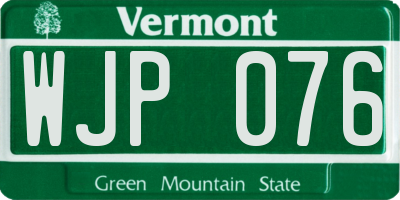 VT license plate WJP076