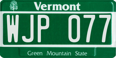 VT license plate WJP077