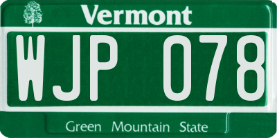 VT license plate WJP078