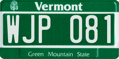 VT license plate WJP081