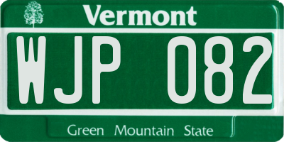 VT license plate WJP082