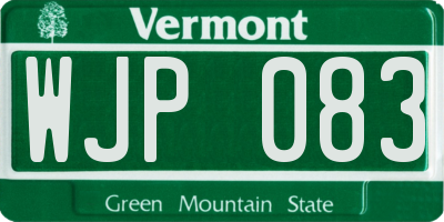 VT license plate WJP083
