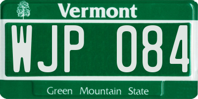 VT license plate WJP084