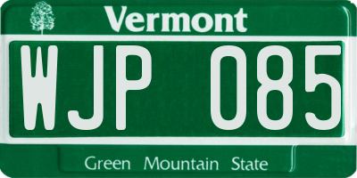 VT license plate WJP085