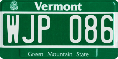 VT license plate WJP086