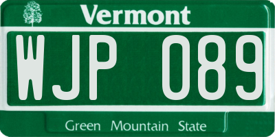 VT license plate WJP089