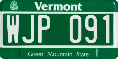 VT license plate WJP091