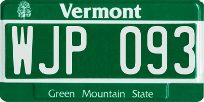VT license plate WJP093