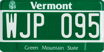 VT license plate WJP095