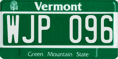 VT license plate WJP096