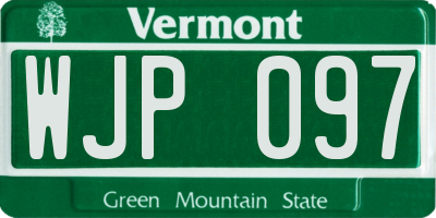 VT license plate WJP097