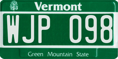 VT license plate WJP098