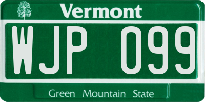 VT license plate WJP099