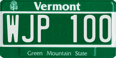 VT license plate WJP100
