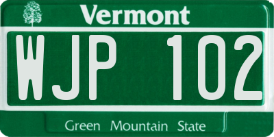 VT license plate WJP102