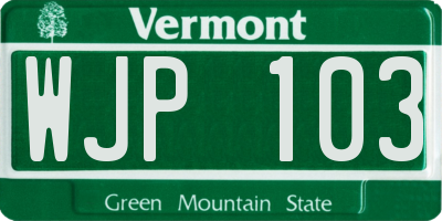 VT license plate WJP103