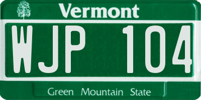 VT license plate WJP104