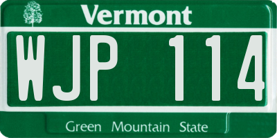 VT license plate WJP114