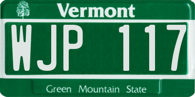VT license plate WJP117
