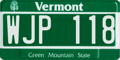 VT license plate WJP118