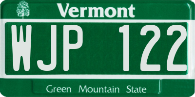 VT license plate WJP122