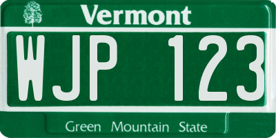 VT license plate WJP123