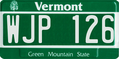 VT license plate WJP126