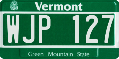 VT license plate WJP127