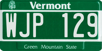VT license plate WJP129