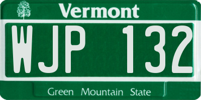VT license plate WJP132