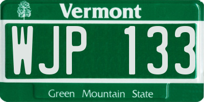 VT license plate WJP133