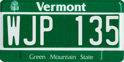 VT license plate WJP135