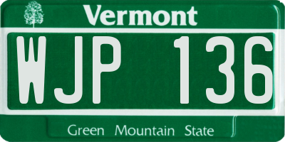 VT license plate WJP136