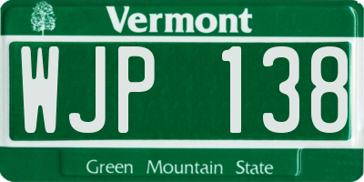VT license plate WJP138