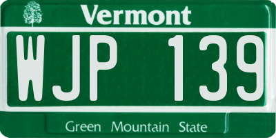 VT license plate WJP139