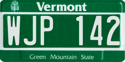 VT license plate WJP142